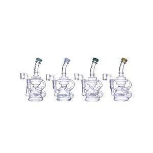 Clover Glass - 8" Swirl Inline Perc Recycler Water Pipe 14Female [WPE-477]